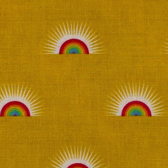 Free Spirit Tula Pink Daydreamer Sundaze Yellow Pineapple - 1 Yard - Rainbow - Picture 2 of 9